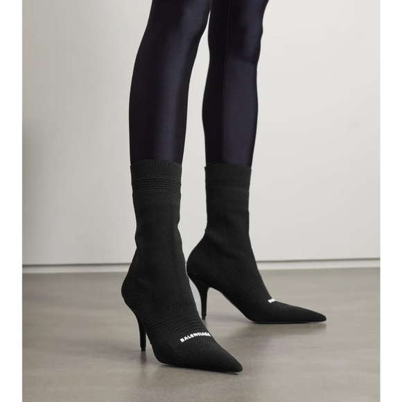 - New 💯 Authentic Balenciaga Black Knit Fabric Knife Ankle Socks Booties 3 - Picture 5 of 17